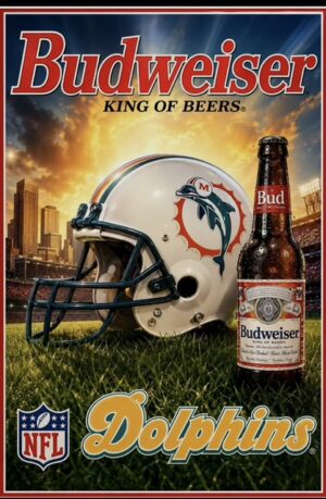 Budweiser Miami Dolphins Football Helmet Wall Art
