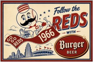Vintage-Style 1966 Reds Burger Beer Baseball Wall Art