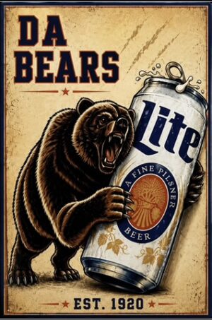 Vintage-Style DA BEARS Bear and Pilsner Beer Wall Art