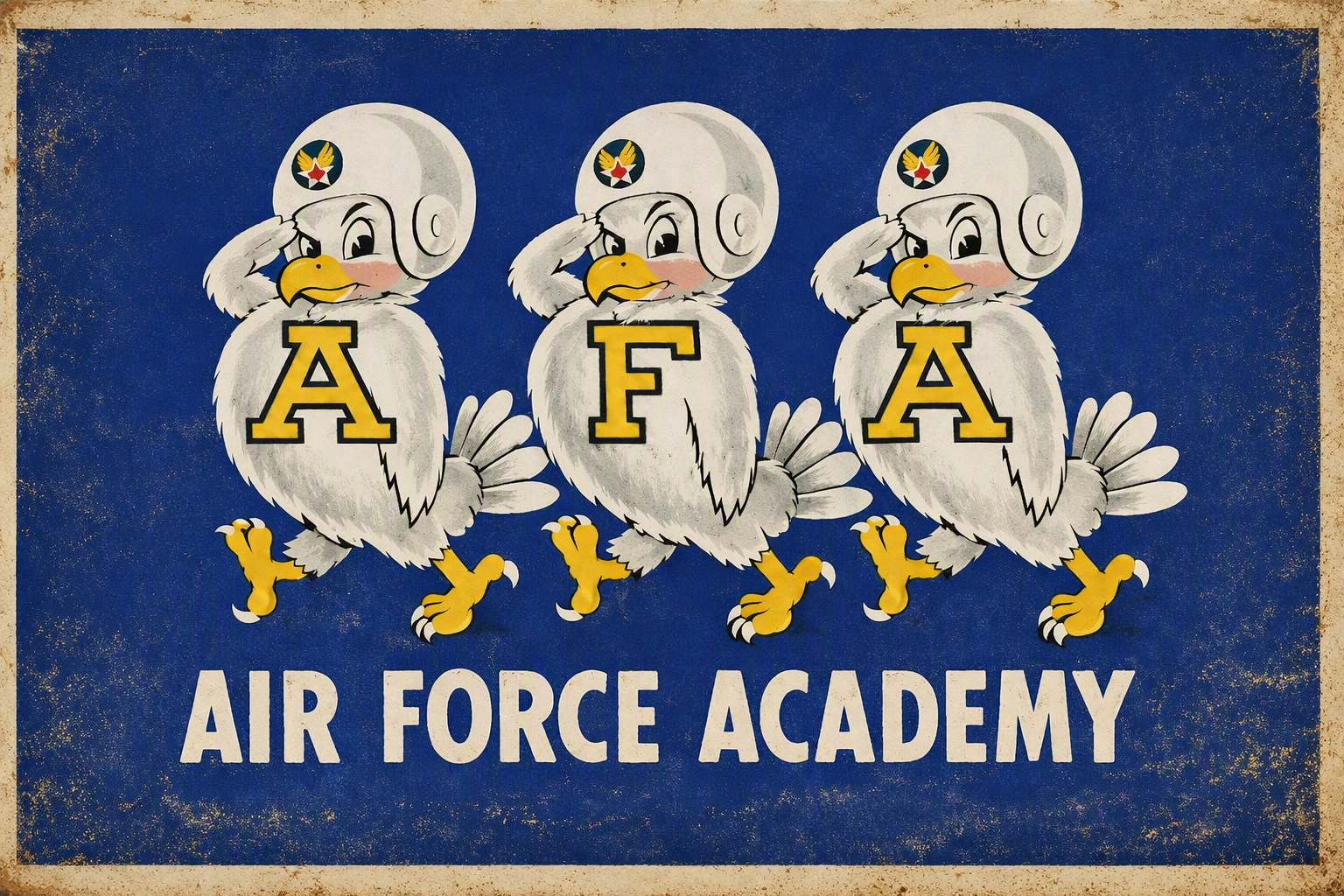 Vintage-Style Air Force Academy Cartoon Bird Wall Art