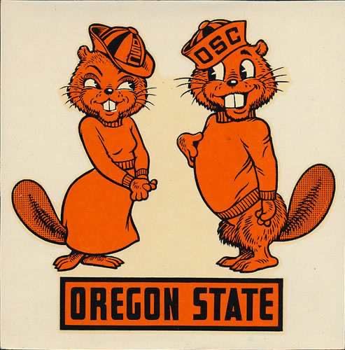Oregon State Cartoon Beavers Design Print
