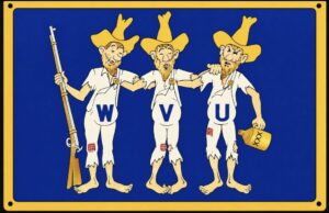 Three Cartoon Mountaineers W V U Wall Sign