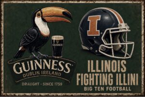 Guinness Toucan and Illinois Fighting Illini Football Wall Art