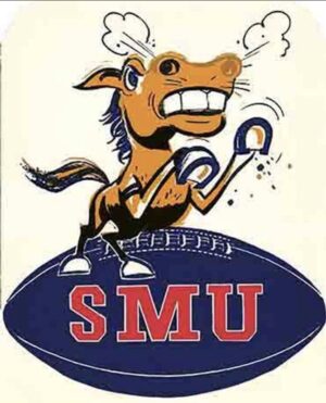 Cartoon Orange Mustang “SMU” Graphic Wall Art