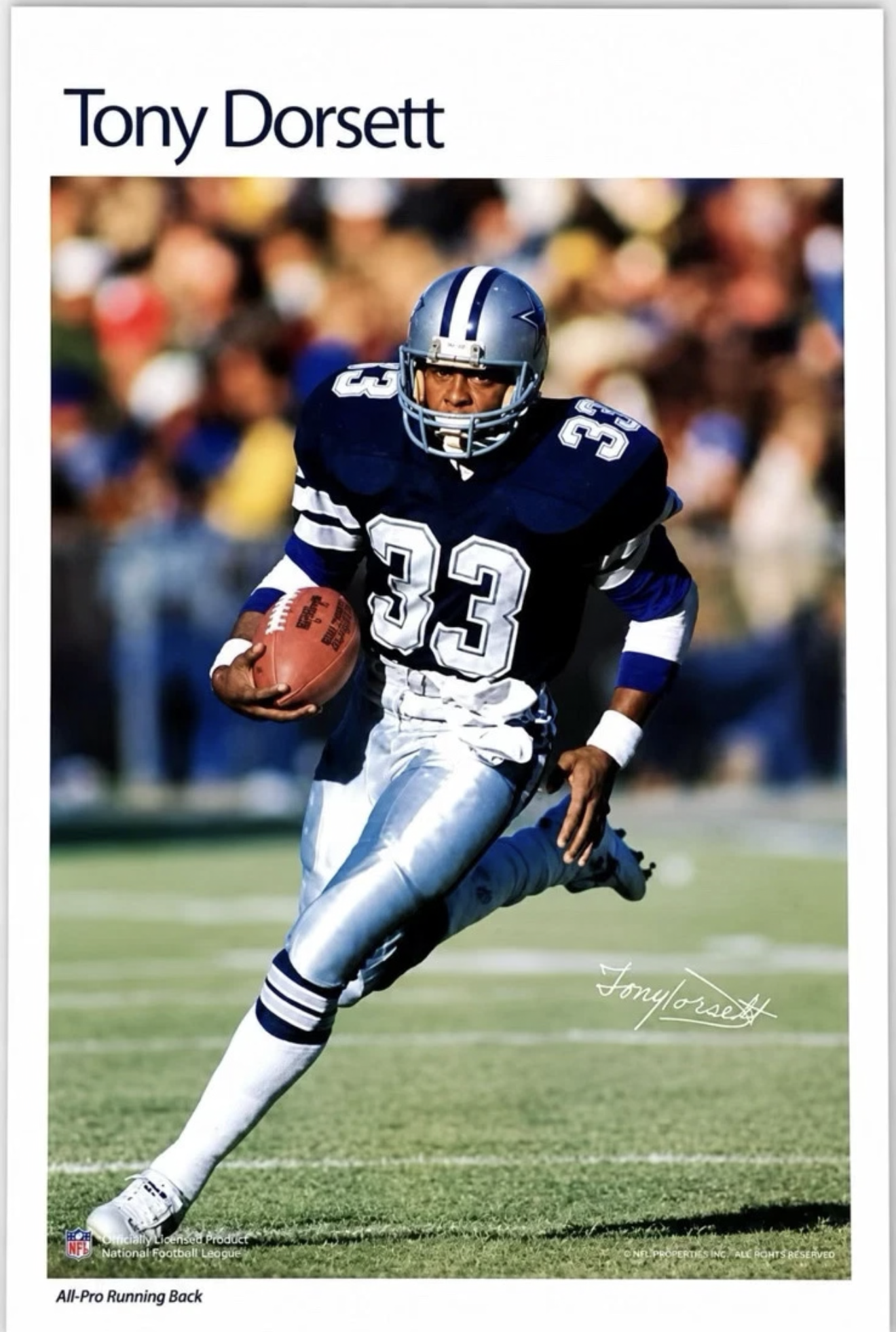 Tony Dorsett #33 All-Pro Running Back Football Print