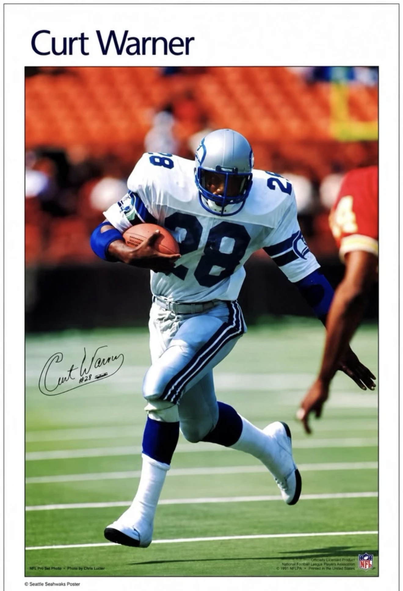 Curt Warner Seattle Seahawks #28 Football Poster