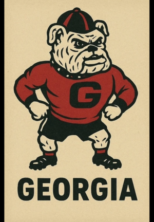Georgia Bulldog Mascot Red Jersey Printed Wall Art