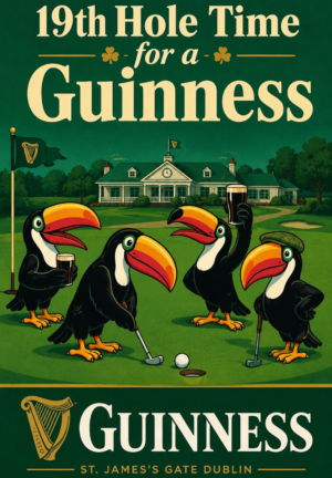 19th Hole Time for a Guinness Golf Toucan Poster