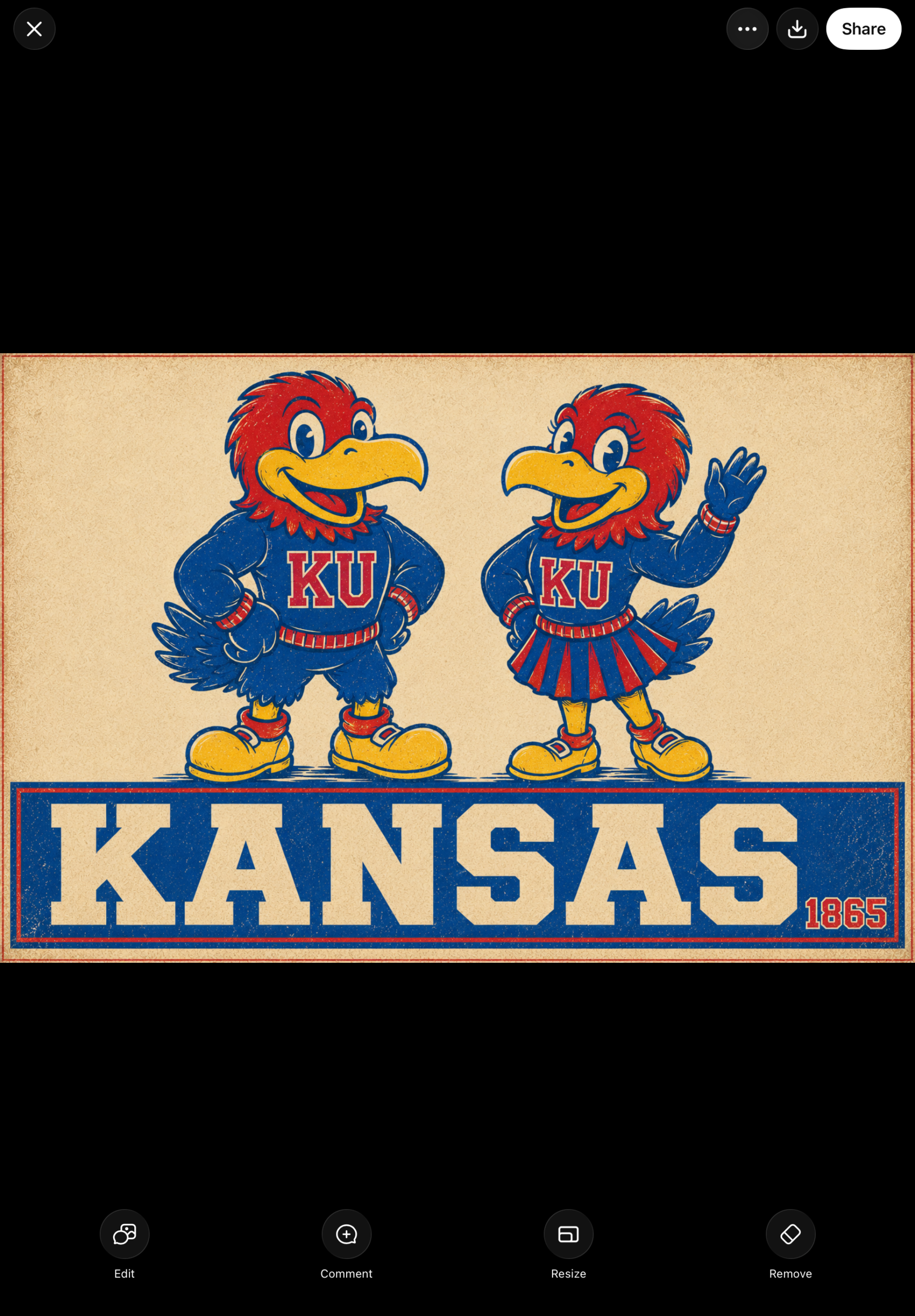 Kansas KU Bird Mascot Retro-Style Wall Art Print