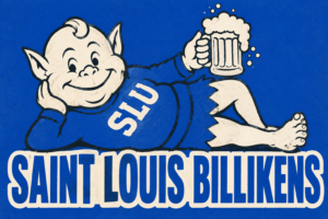 Saint Louis Billikens Blue Mascot Graphic Wall Art