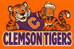Clemson Tigers Cartoon Mascot Orange Wall Art