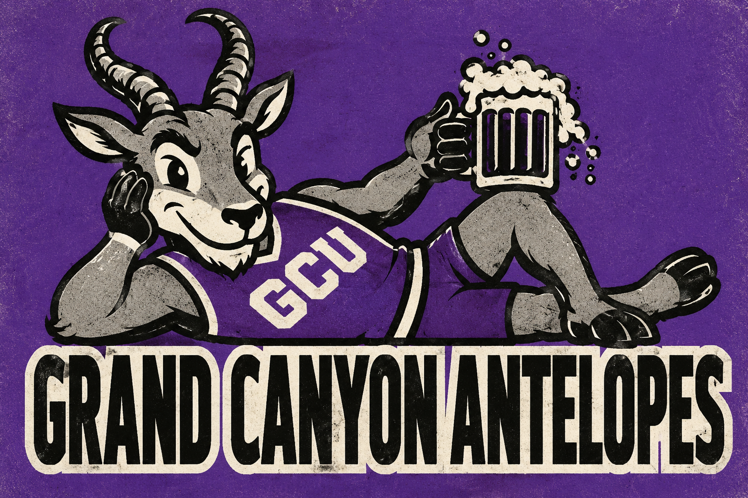 Grand Canyon Antelopes Purple Cartoon Beer Graphic Wall Art