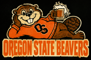 Oregon State Beavers Cartoon Beaver Football Design