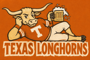 Texas Longhorn Football Beer Vintage-Style Wall Art Print