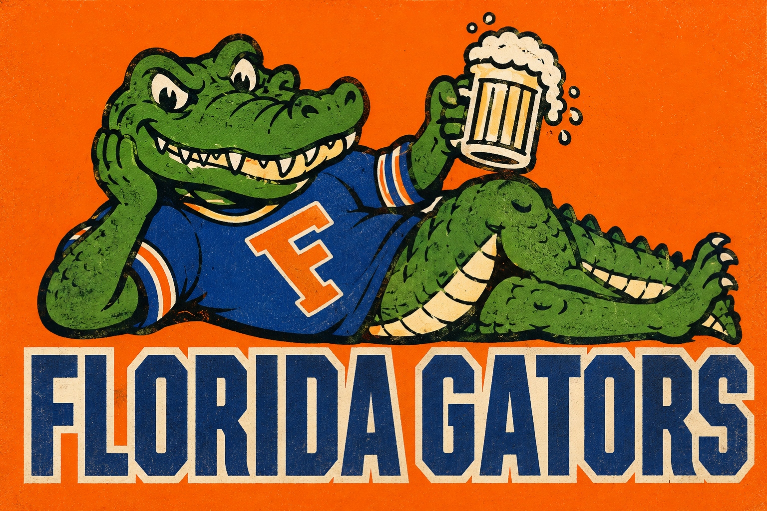 Florida Gators Alligator Cartoon Graphic Wall Art
