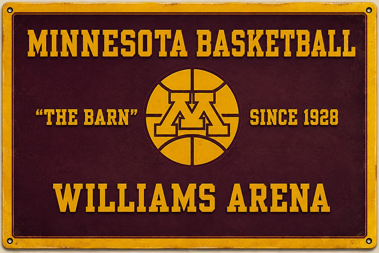 Minnesota Basketball Williams Arena Vintage-Style Metal Sign