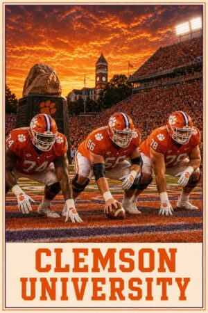 Clemson University Football Stadium Sunset Poster