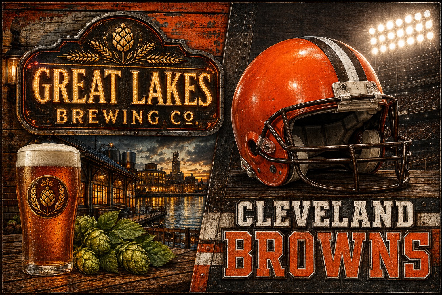 Great Lakes Brewing Co. Cleveland Browns Football Wall Art