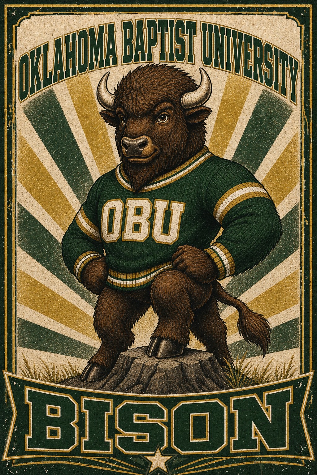 Oklahoma Baptist University Bison Vintage-Style Wall Art