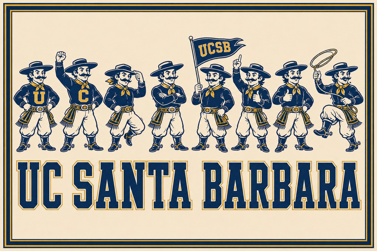 UCSB Santa Barbara Cowboy-Themed Wall Art
