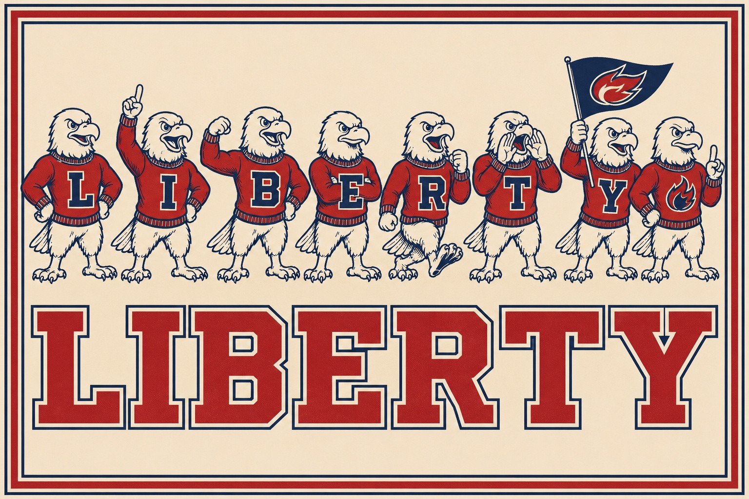 Liberty Eagle Mascots Vintage-Style Sports Wall Art