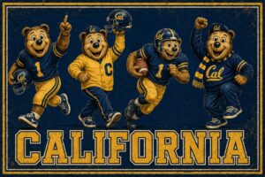 California Bears Football Retro Distressed Wall Art Print