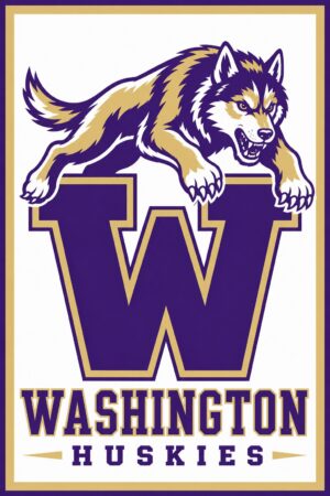 Washington Huskies W and Husky Graphic Wall Art