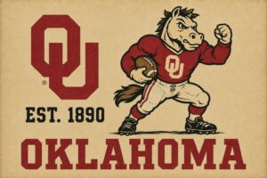 Vintage-Style Oklahoma Football Horse Wall Art