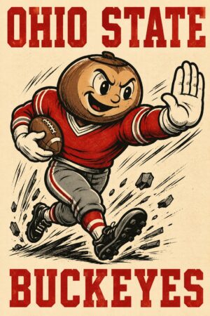 Ohio State Buckeyes Pumpkin Football Player Wall Art