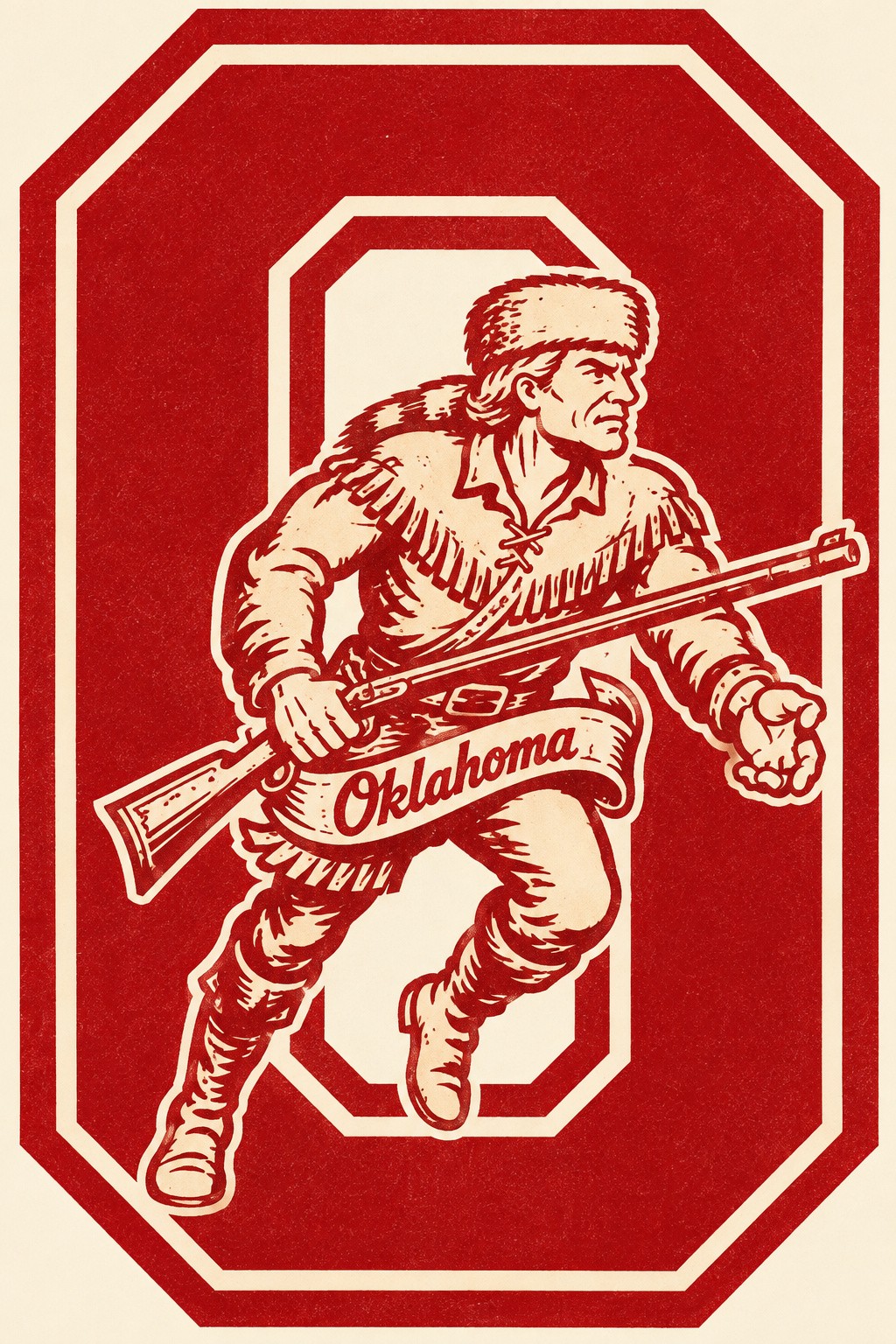 Oklahoma Frontiersman Red Graphic Wall Art Print