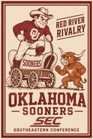 Oklahoma Sooners Red River Rivalry SEC Western Poster
