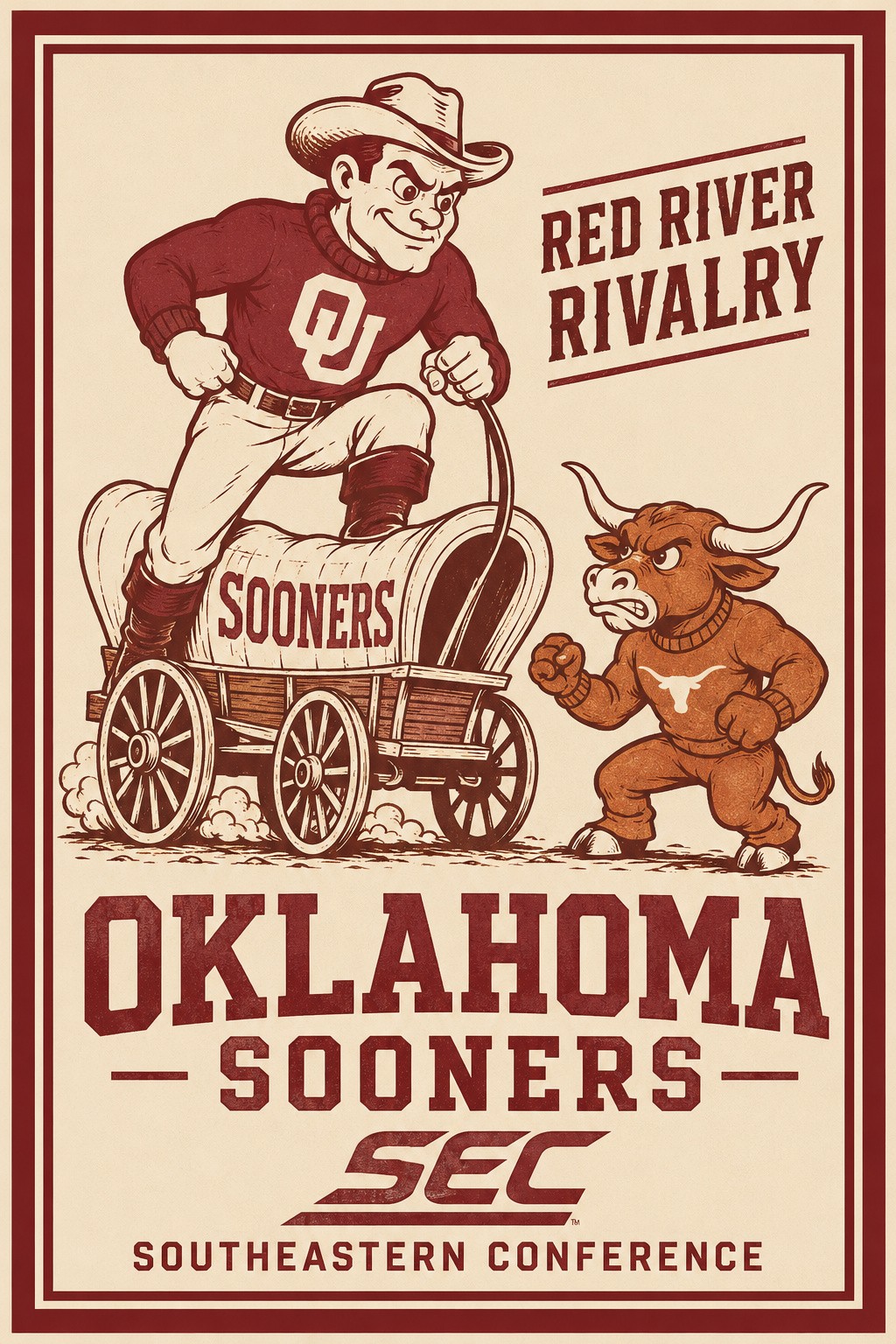 Oklahoma Sooners Red River Rivalry SEC Western Poster