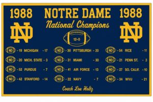 1988 Notre Dame National Champions Football Wall Art