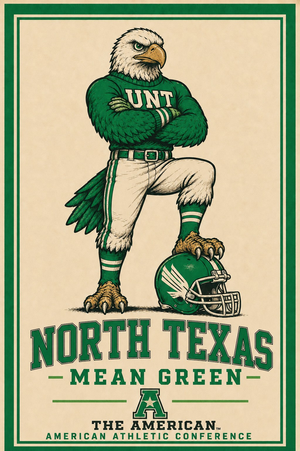 North Texas Mean Green Eagle Football Wall Art