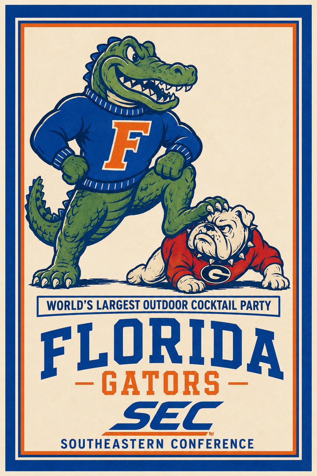 Florida Gators Alligator and Bulldog SEC Graphic Poster