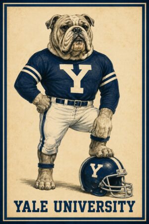 Yale Bulldog Football Player Vintage-Style Wall Art