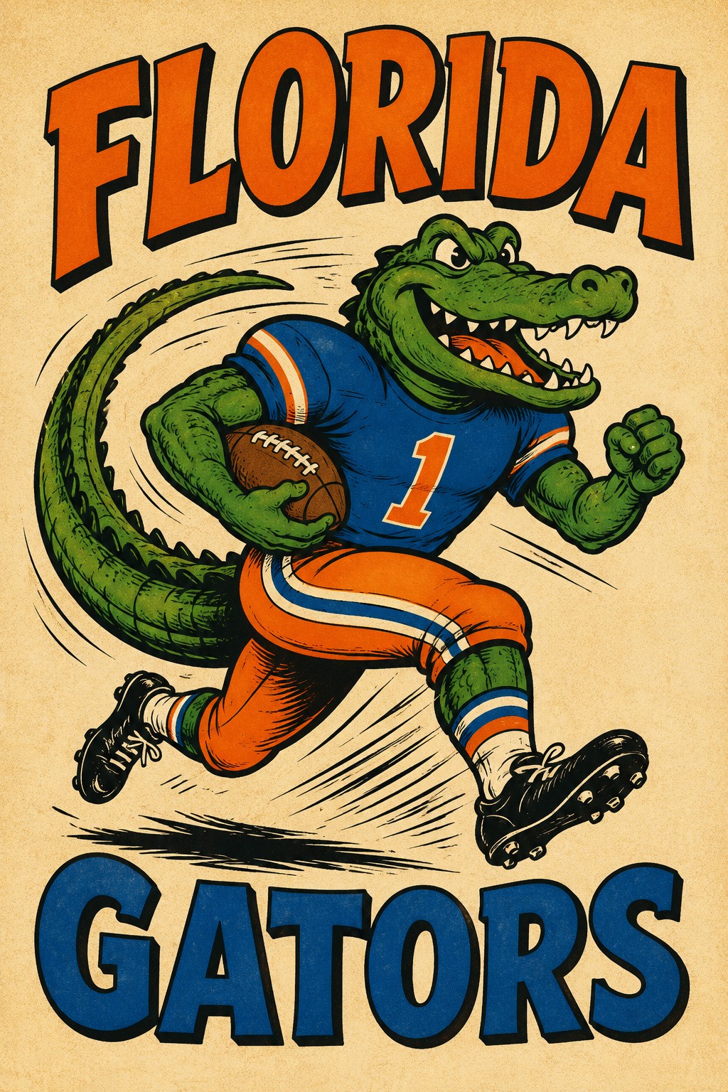 Florida Gators Alligator Football Vintage-Style Wall Art