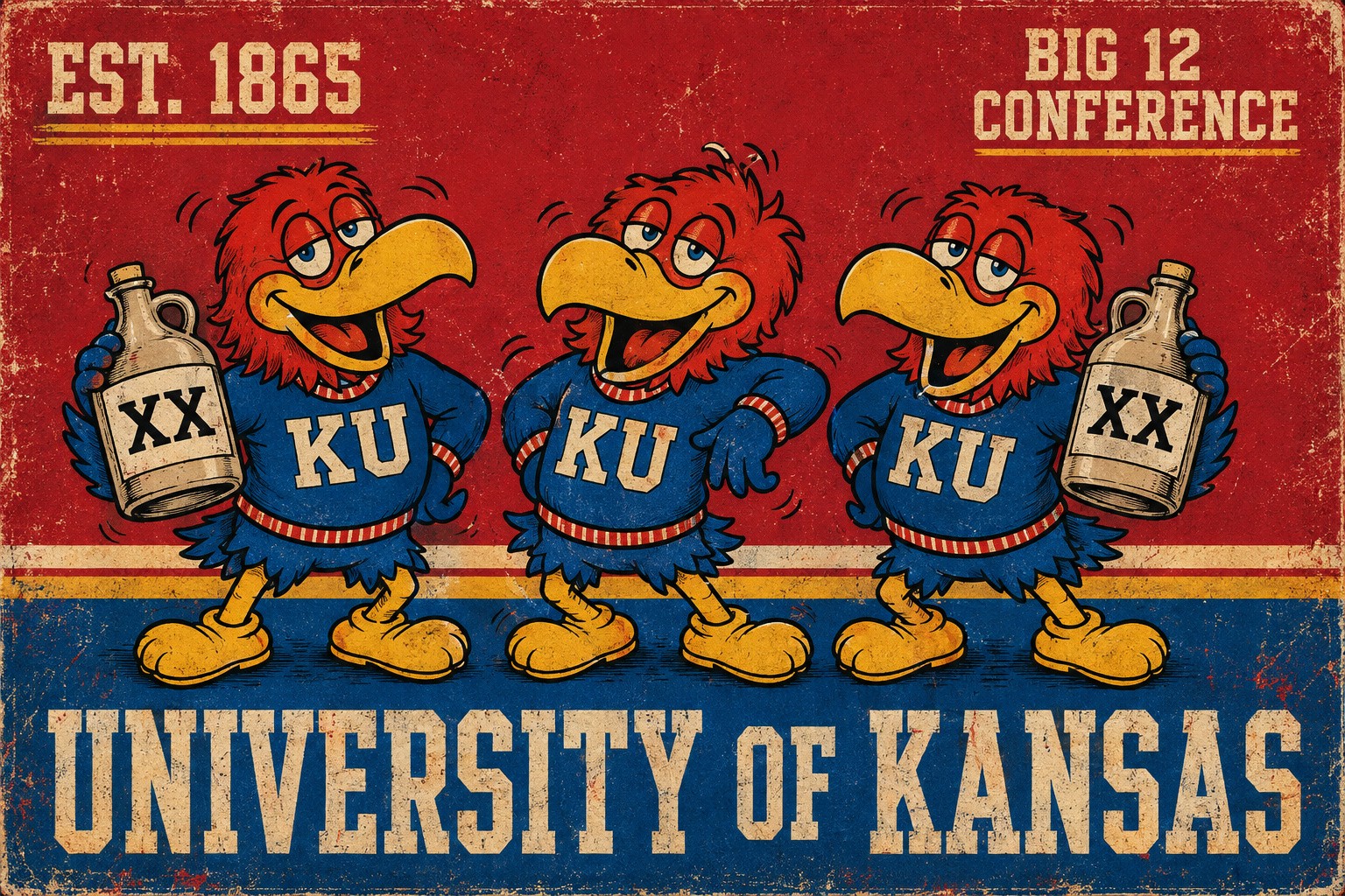 Vintage-Style Kansas Big 12 Mascot Wall Art