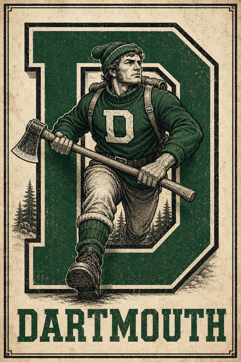 Dartmouth Lumberjack Green D Vintage-Style Wall Art