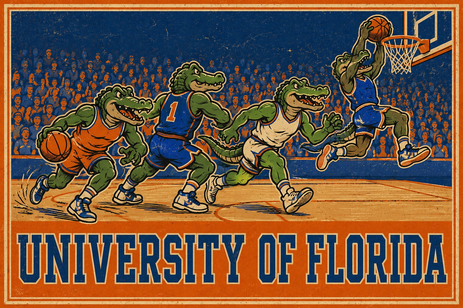 University of Florida Alligator Basketball Retro Wall Art