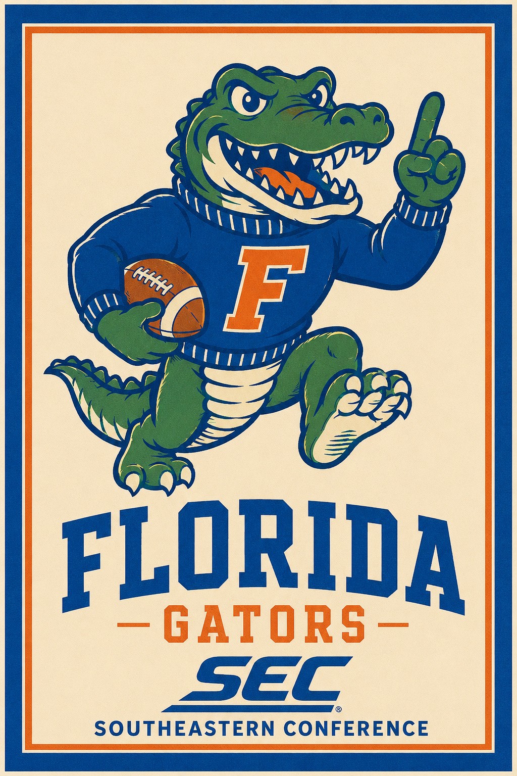 Florida Gators Alligator Football Vintage-Style Poster
