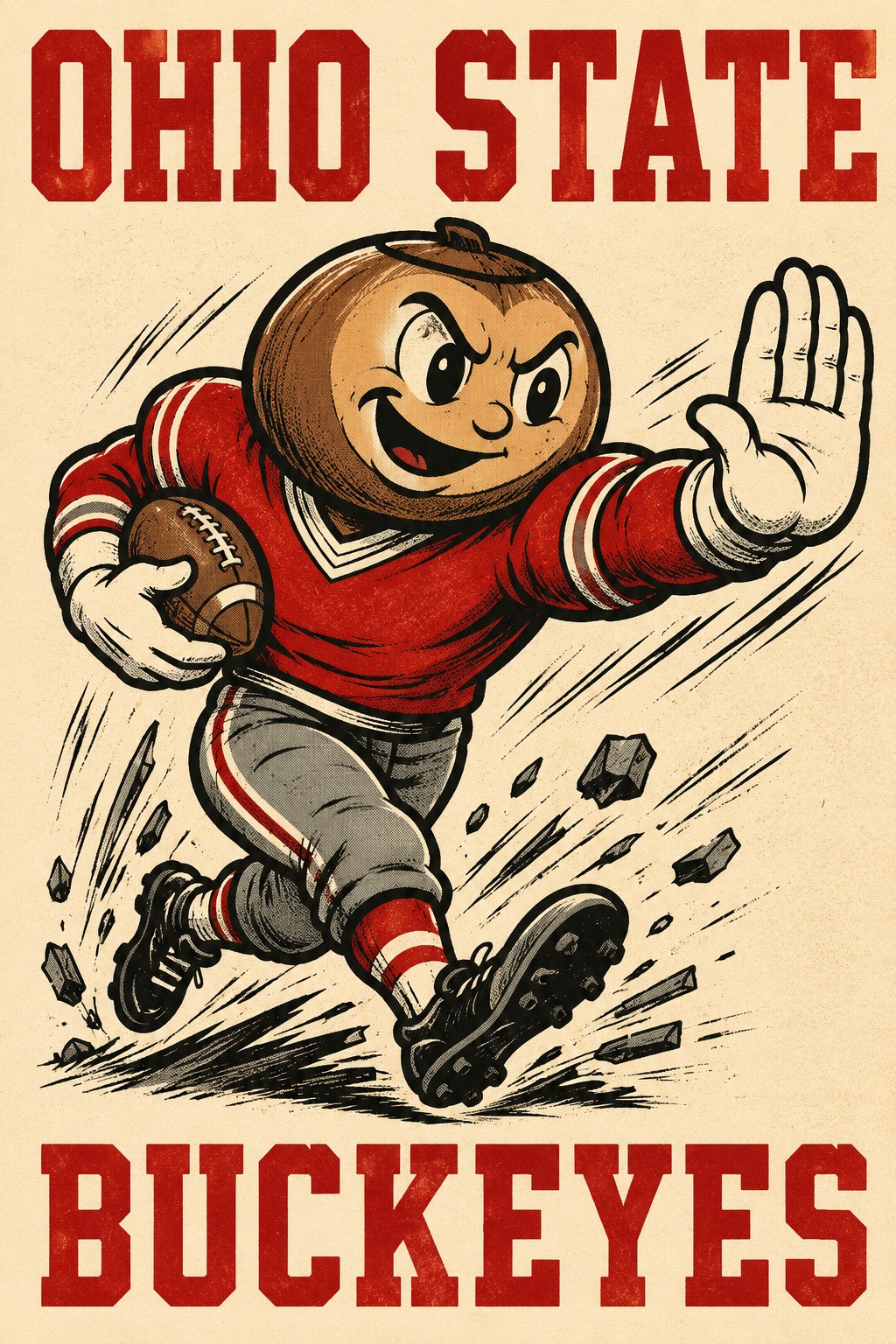 Ohio State Buckeyes Pumpkin Football Player Wall Art