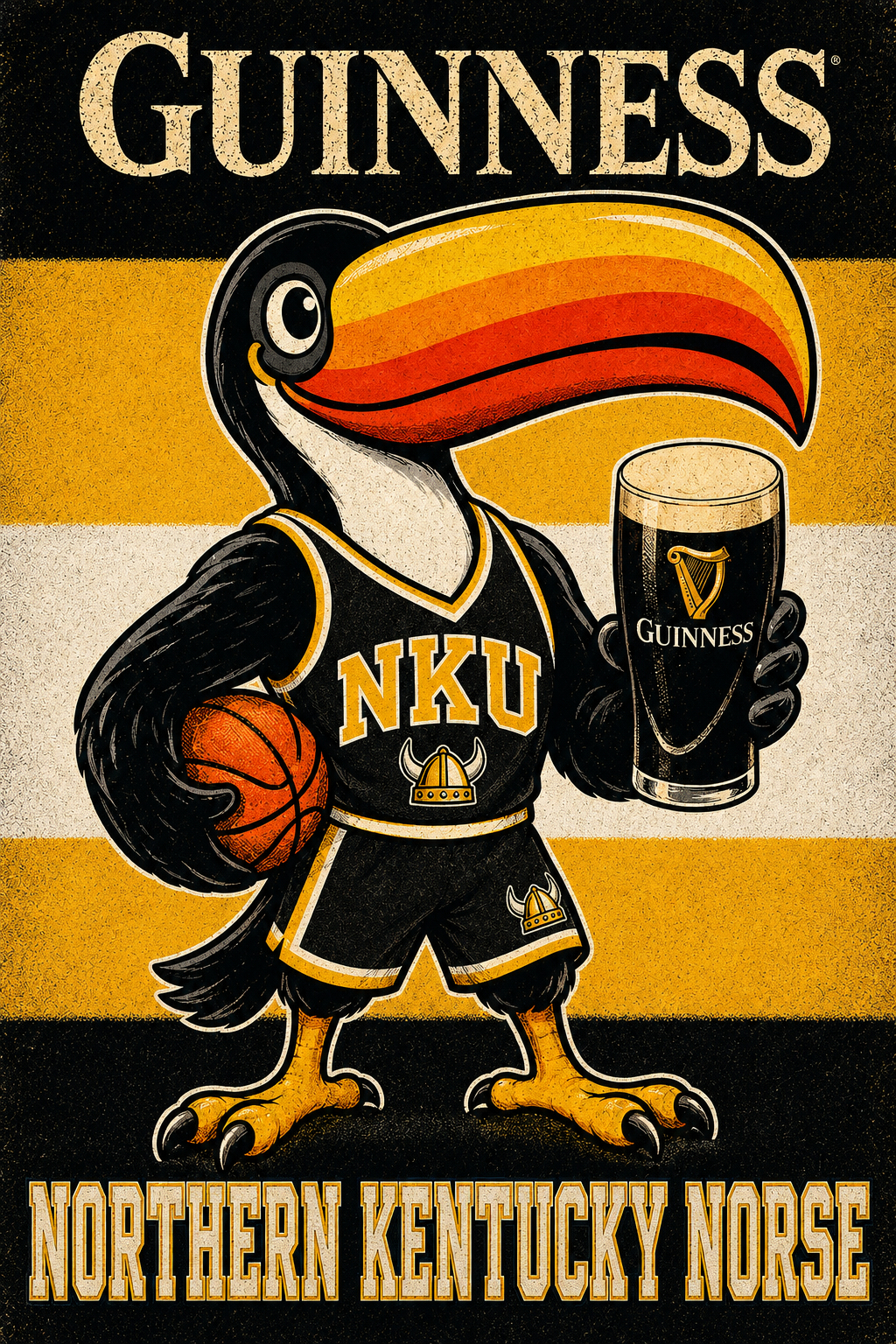 Northern Kentucky Norse Toucan Guinness Basketball Wall Art