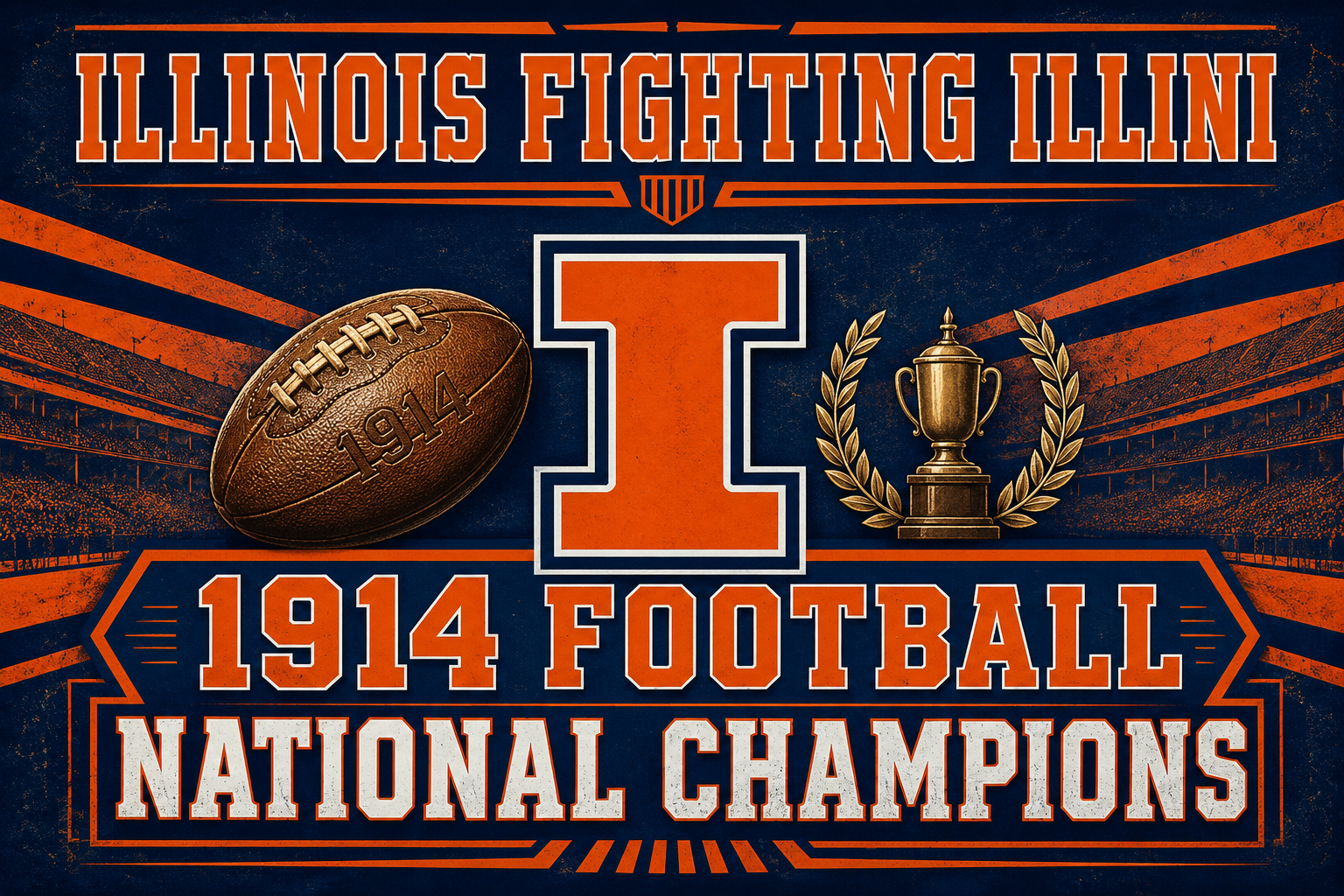 Illinois Fighting Illini 1914 Football National Champions Wall Art