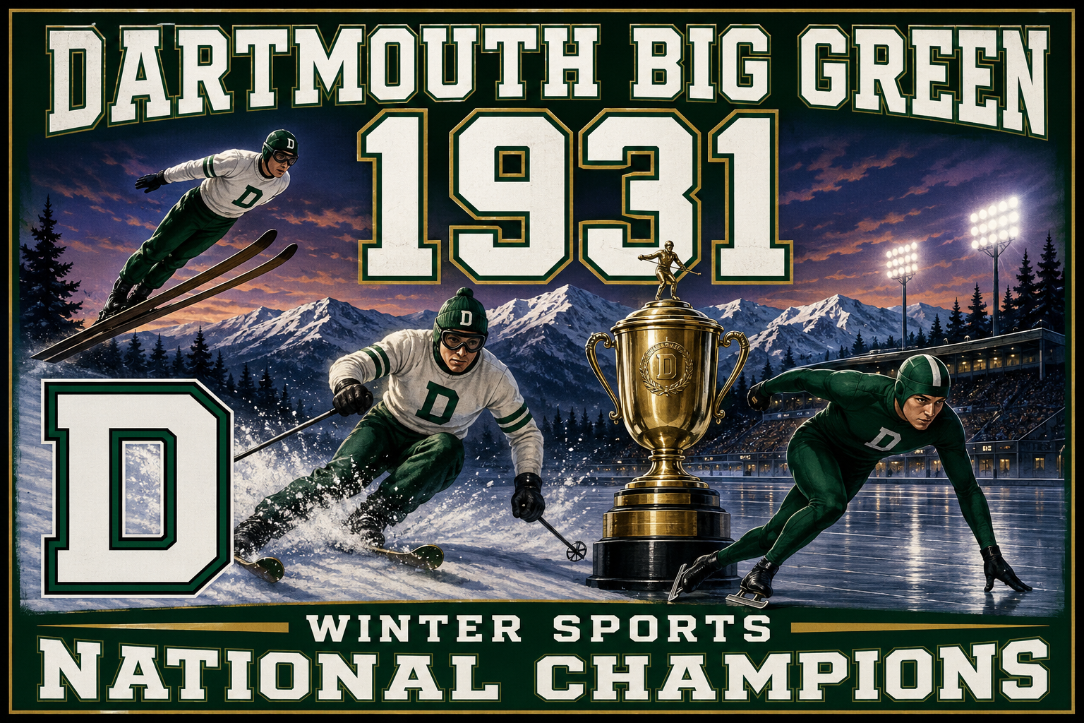 Dartmouth Big Green 1931 Winter Sports Champions Poster