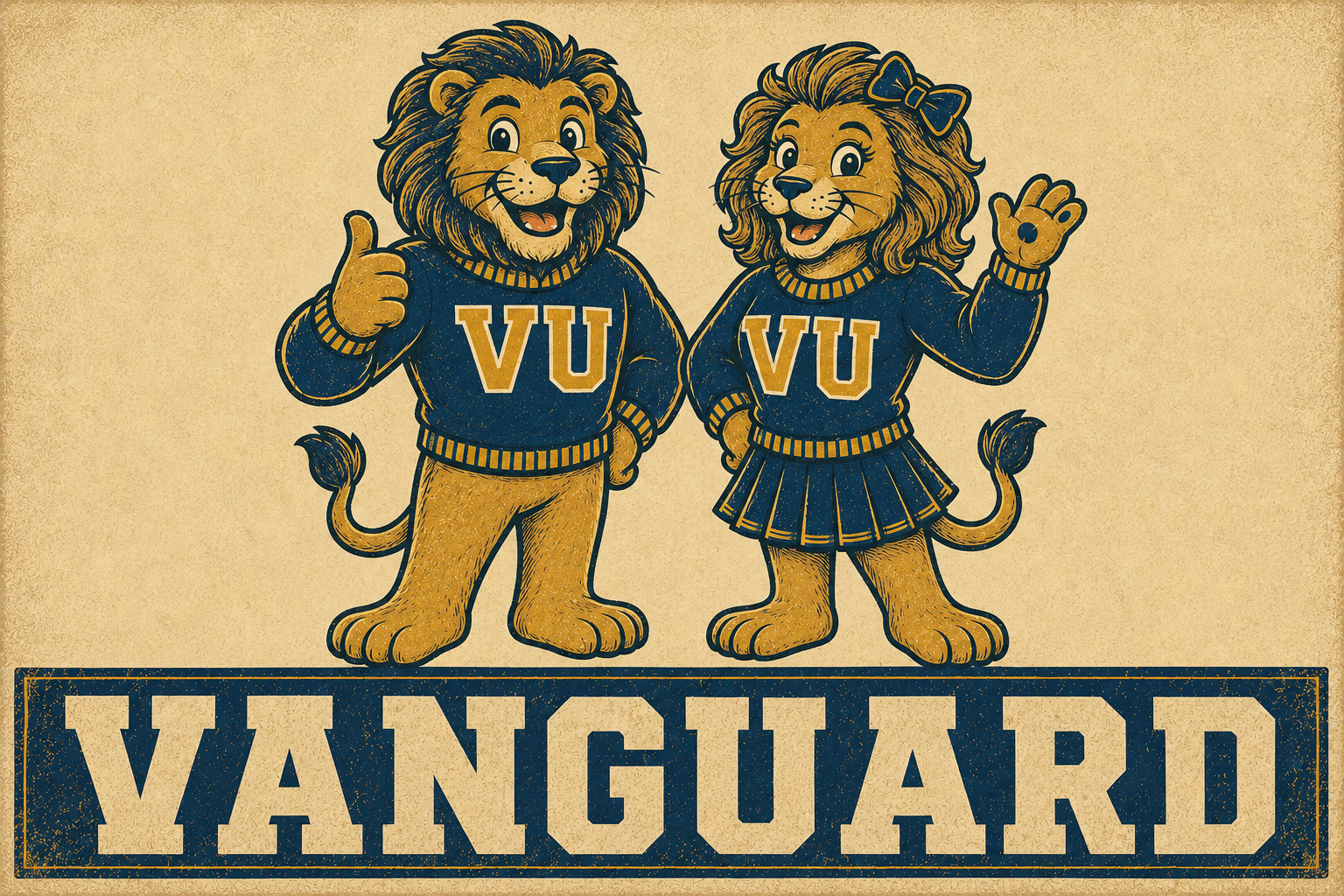 Vintage-Style Vanguard Lion Duo Wall Art