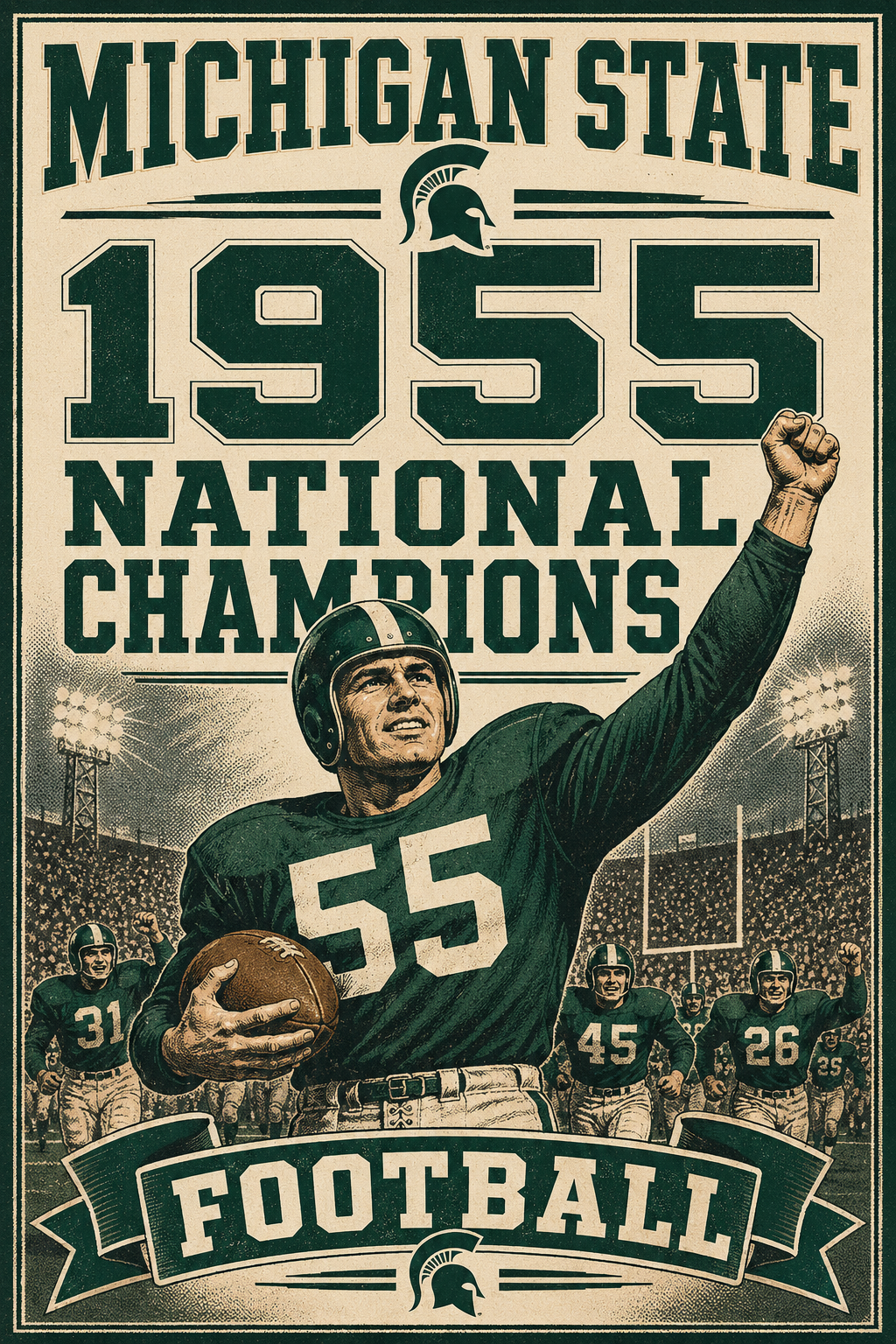 Michigan State 1955 National Champions Football Wall Art