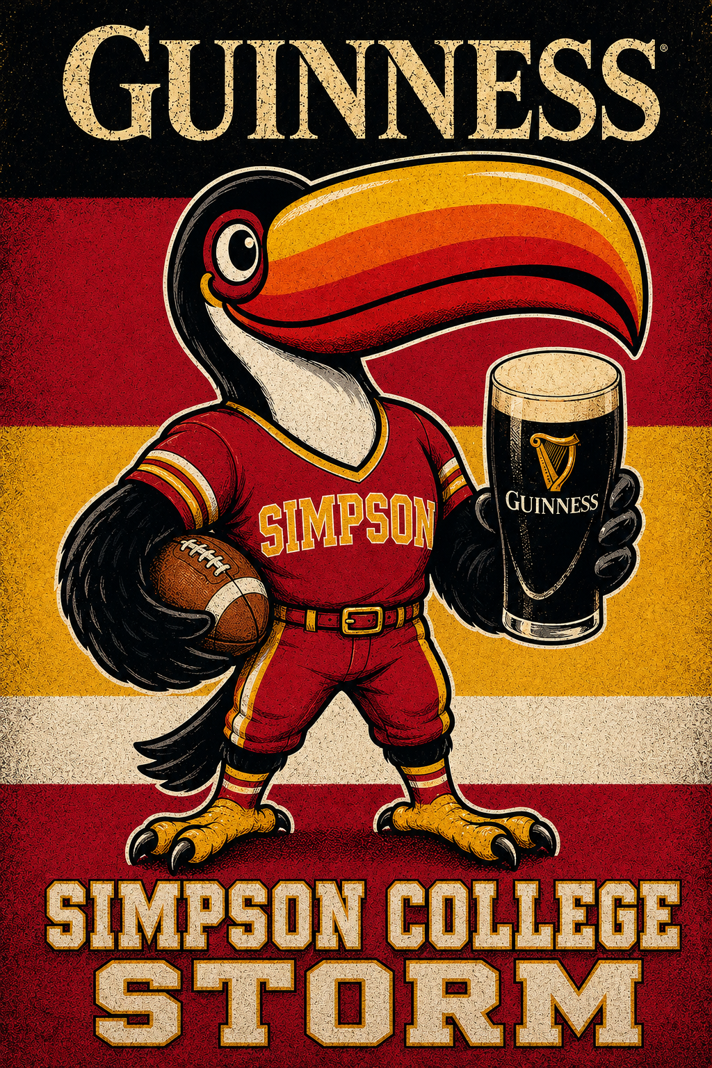Guinness Simpson College Storm Cartoon Bird Poster