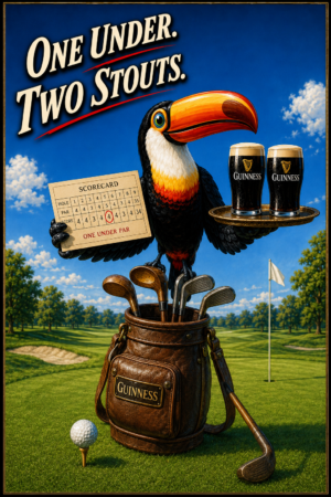 One Under Two Stouts Toucan Golf Wall Art Print