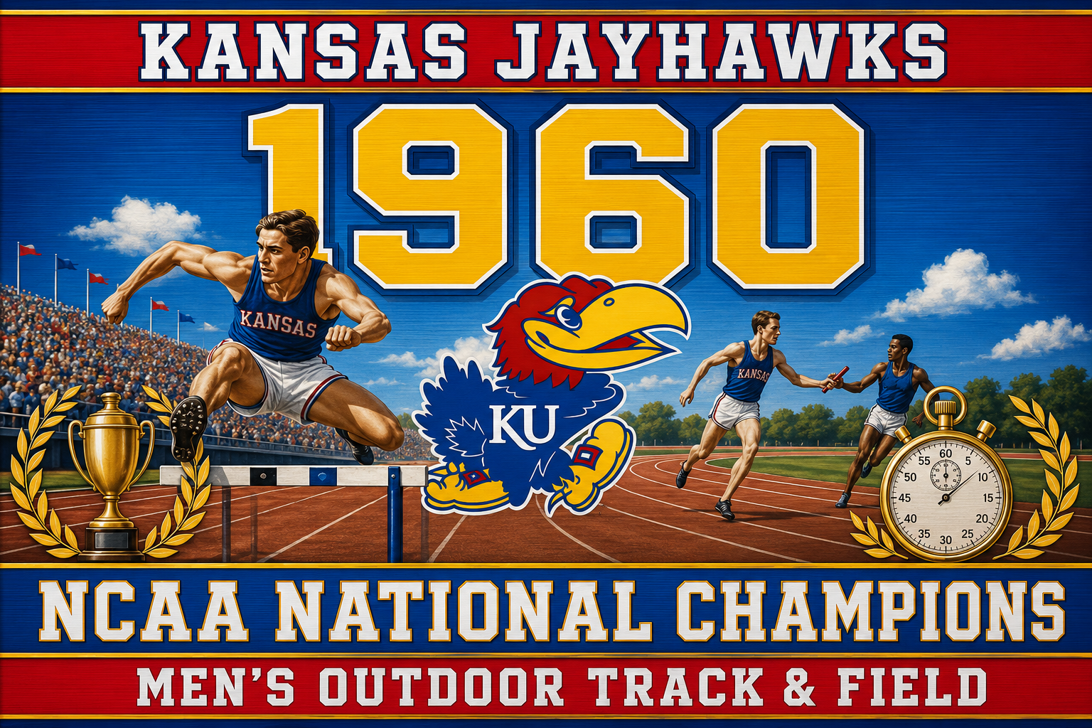 Kansas Jayhawks 1950 Track & Field Champions Wall Art